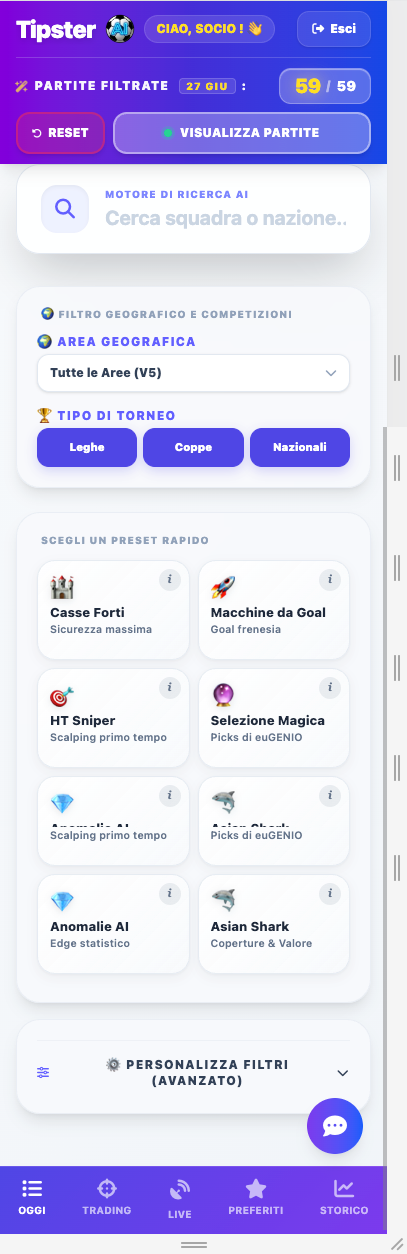 Schermata Oggi e Filtri PWA